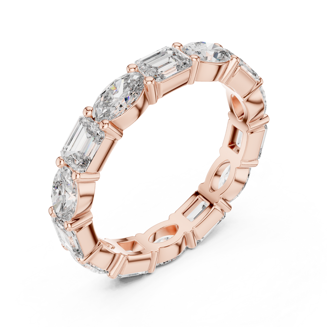  Rose Gold Classic Marvel Shared Prong Eternity Band Right View