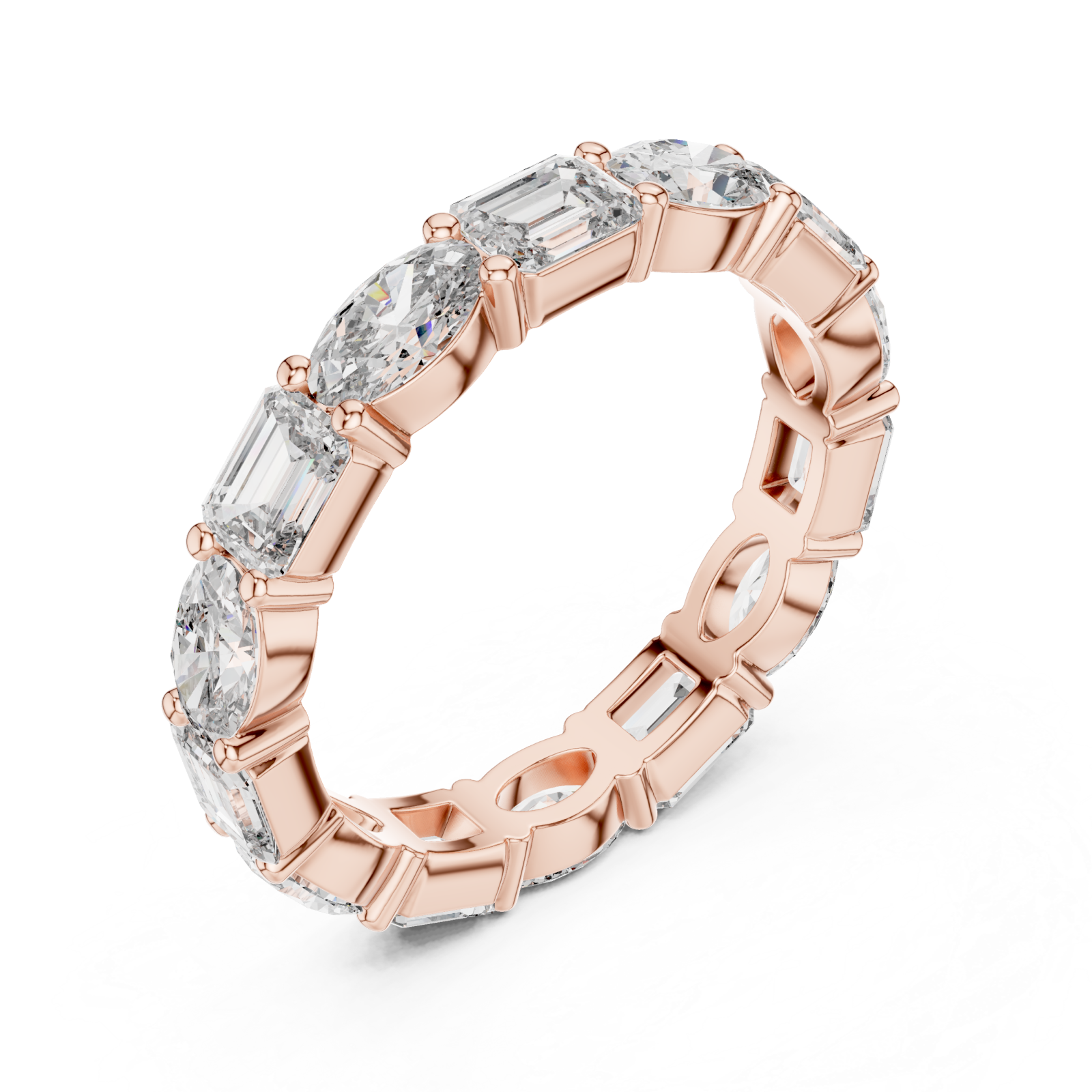  Rose Gold Classic Marvel Shared Prong Eternity Band Right View