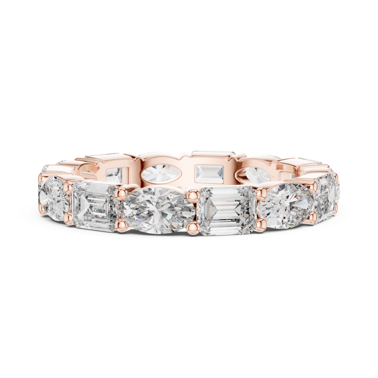  Rose Gold Classic Marvel Shared Prong Eternity Band Side View