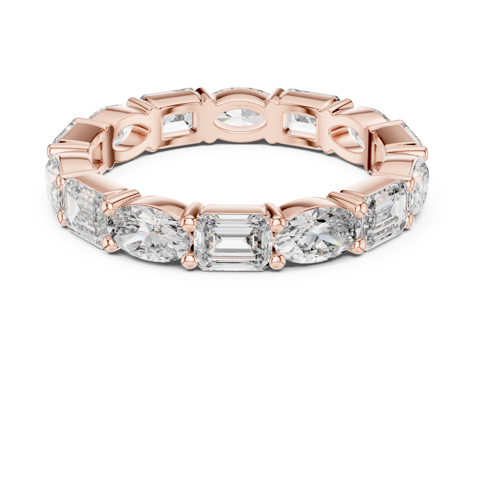  Rose Gold Classic Marvel Shared Prong Eternity Band Front View