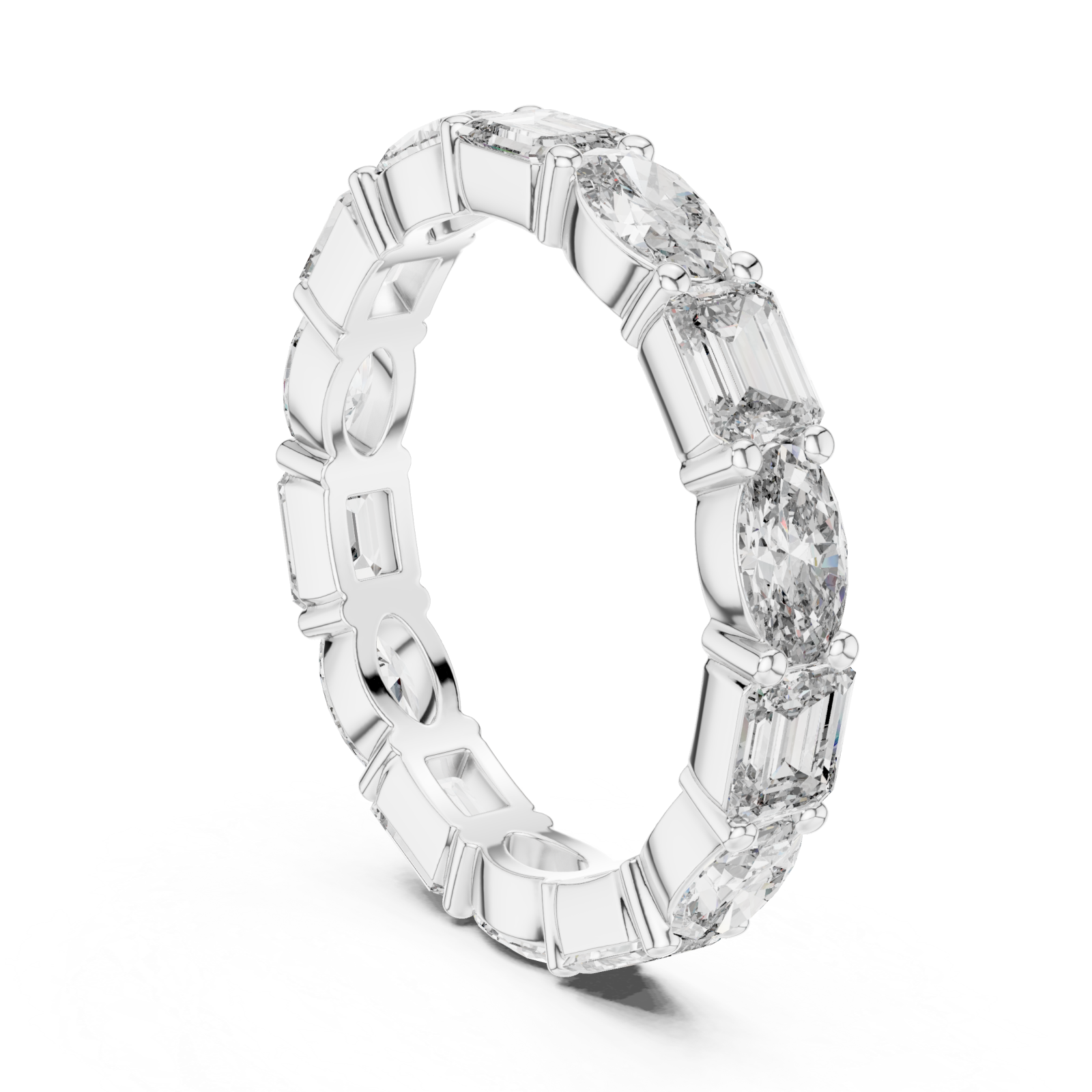  White Gold Classic Marvel Shared Prong Eternity Band Left View