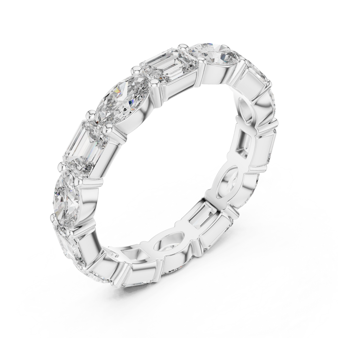  White Gold Classic Marvel Shared Prong Eternity Band Right View