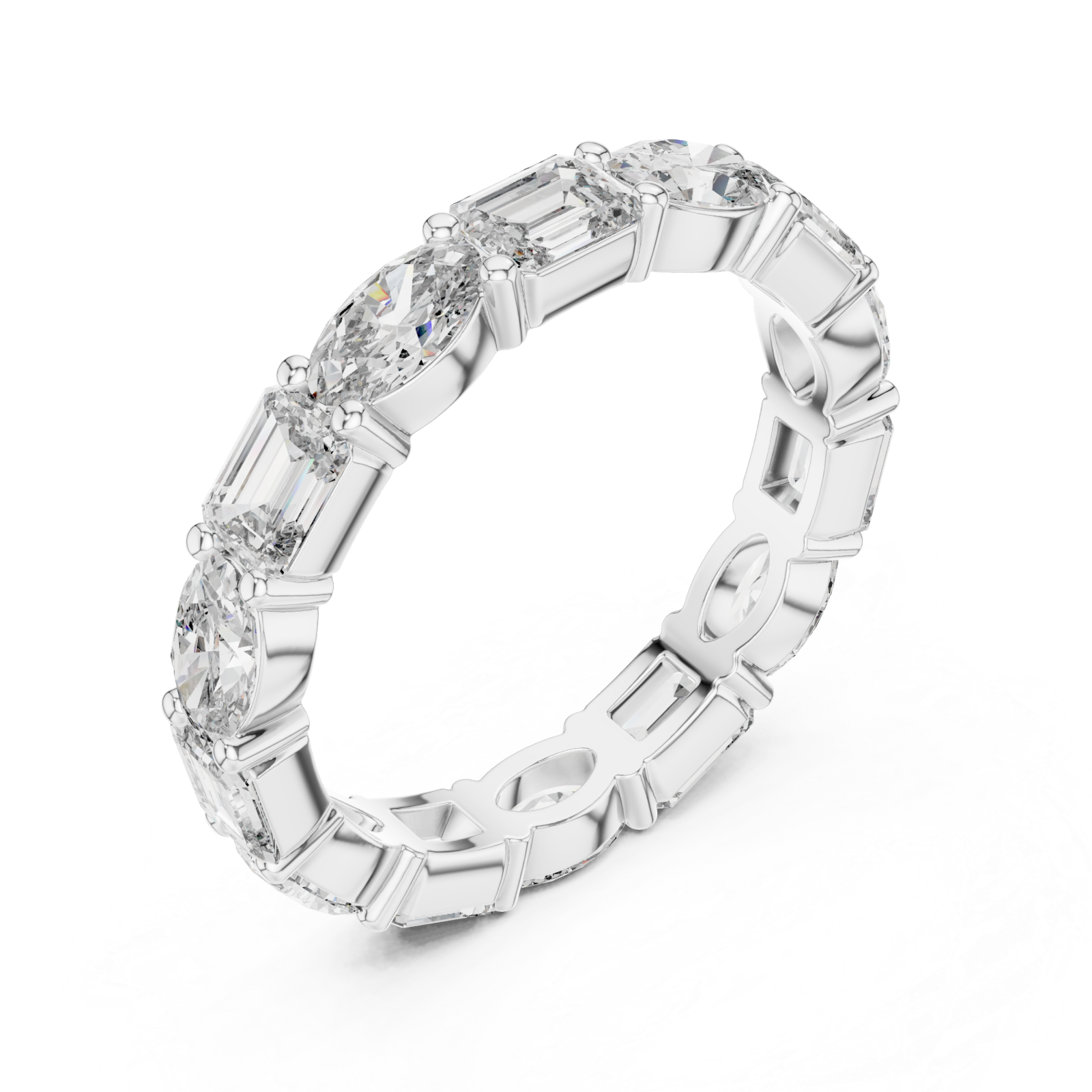  White Gold Classic Marvel Shared Prong Eternity Band Right View