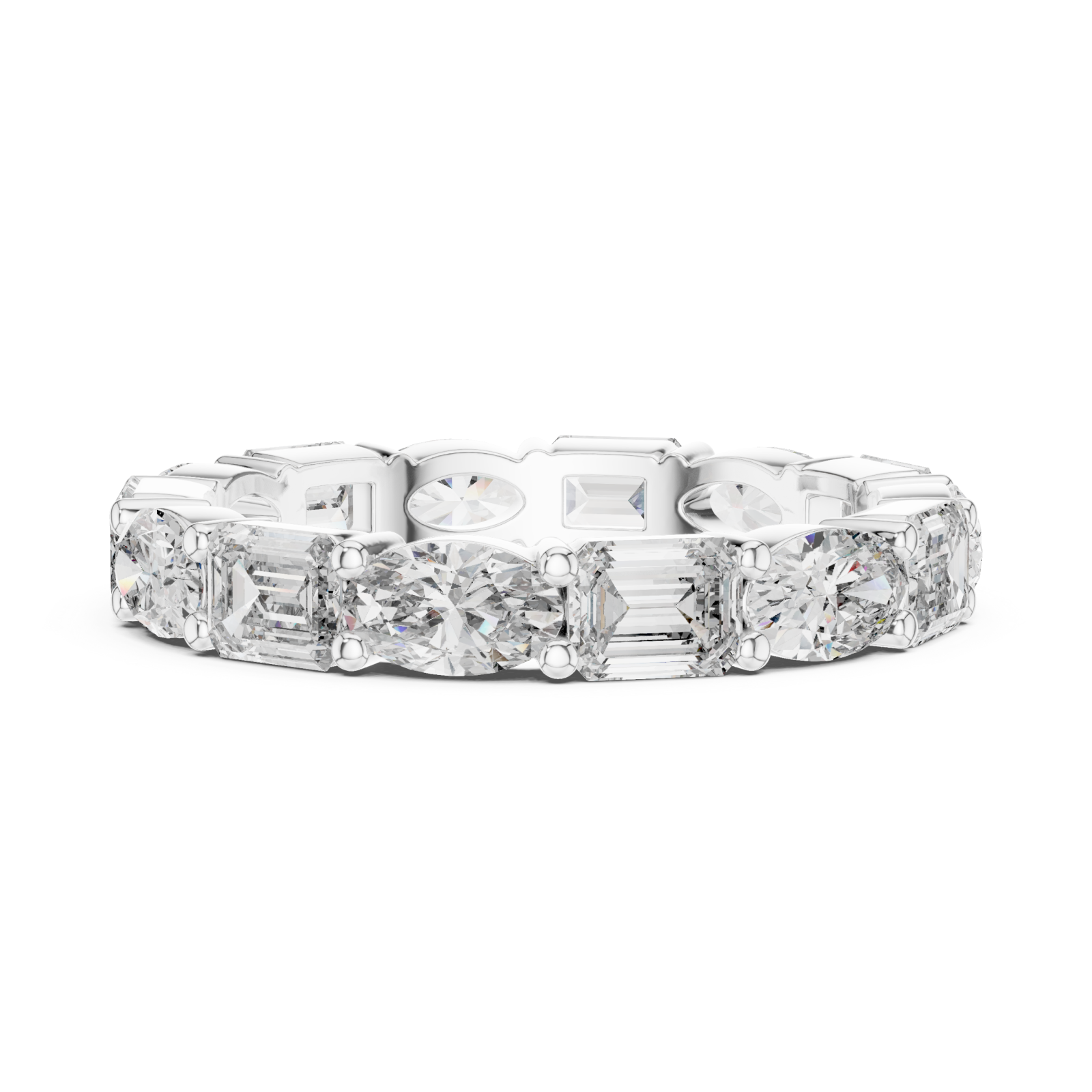  White Gold Classic Marvel Shared Prong Eternity Band Side View