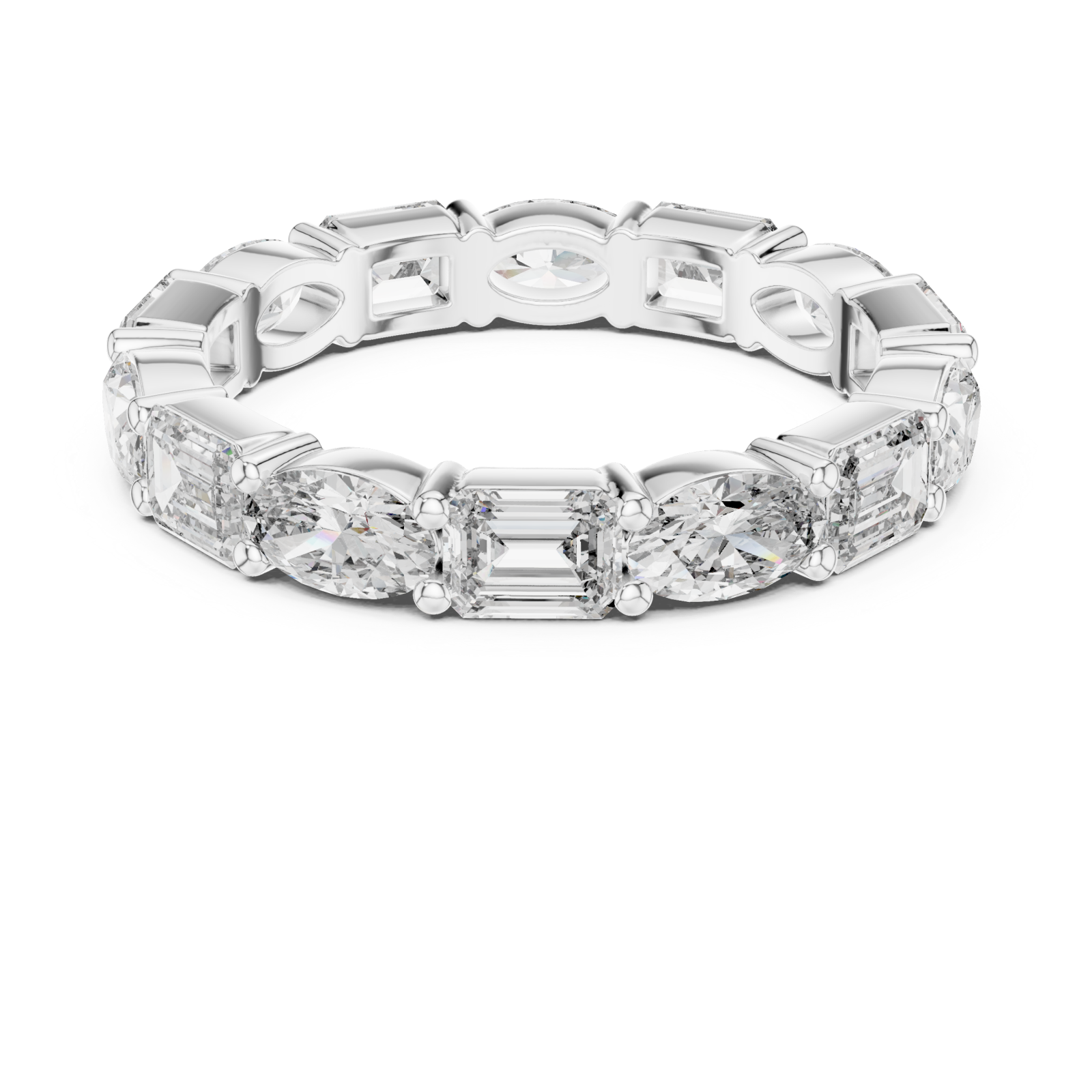  White Gold Classic Marvel Shared Prong Eternity Band Front View