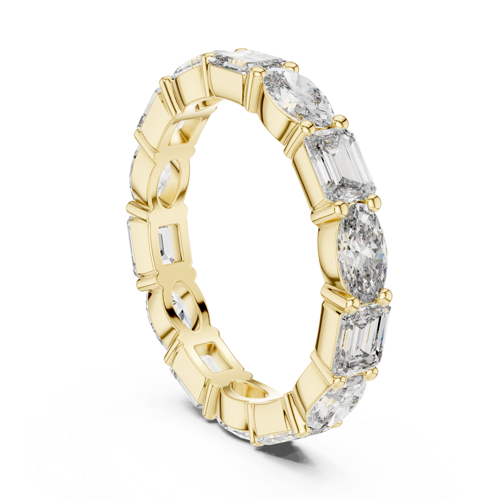  Gold Classic Marvel Shared Prong Eternity Band Left View