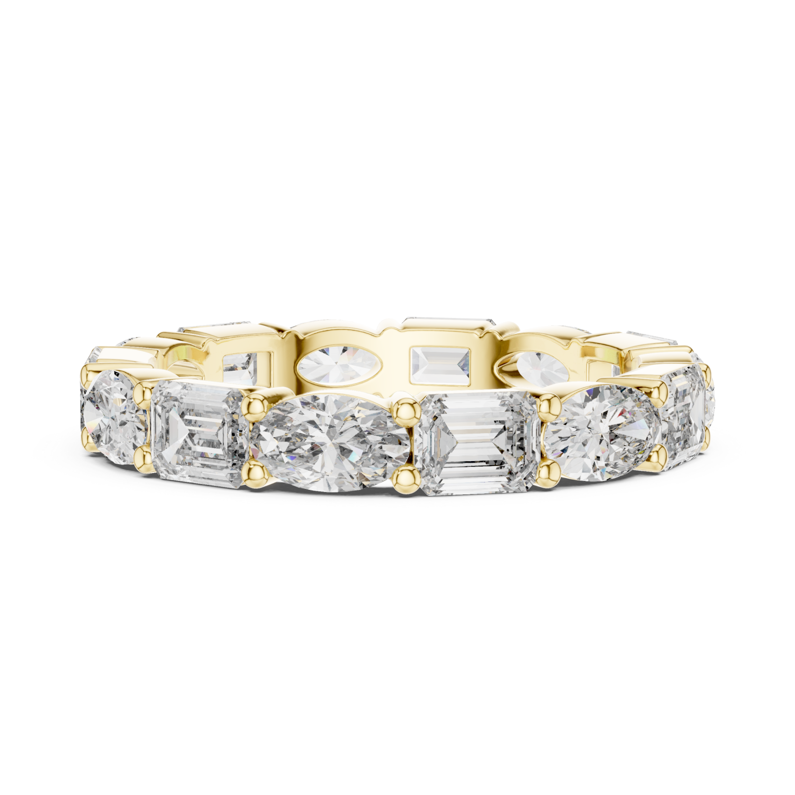  Gold Classic Marvel Shared Prong Eternity Band Side View
