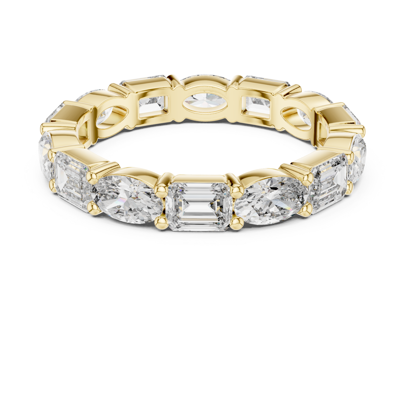  Gold Classic Marvel Shared Prong Eternity Band Front View