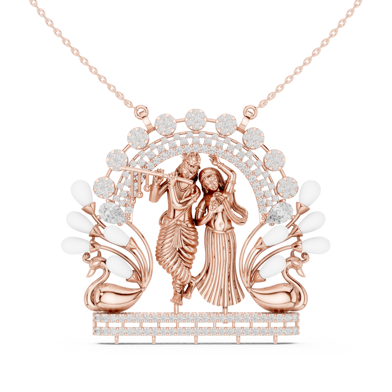  Rose Gold Celestial Harmony Guardians Emblem Necklace Front View
