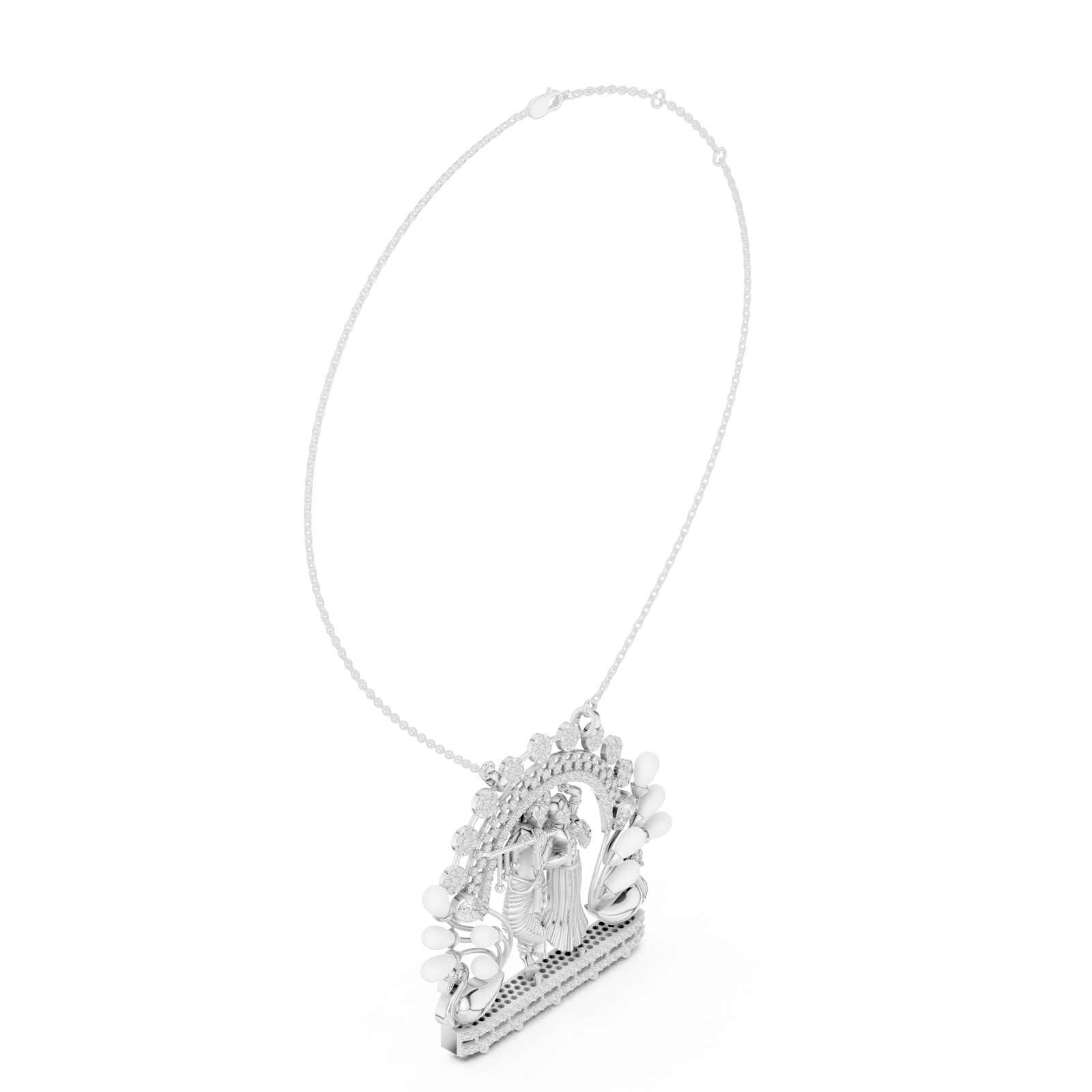  White Gold Celestial Harmony Guardians Emblem Necklace Left View