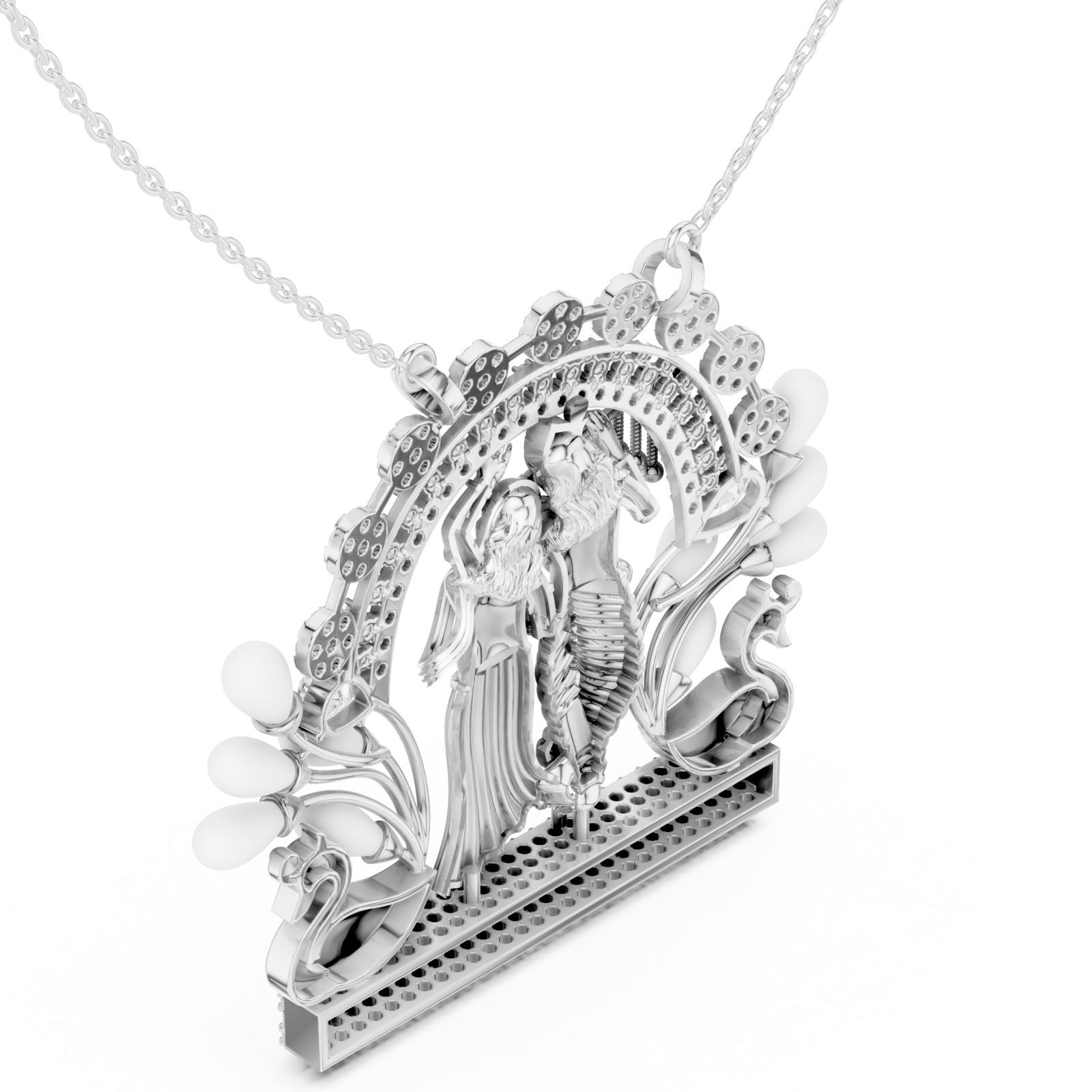  White Gold Celestial Harmony Guardians Emblem Necklace Right View