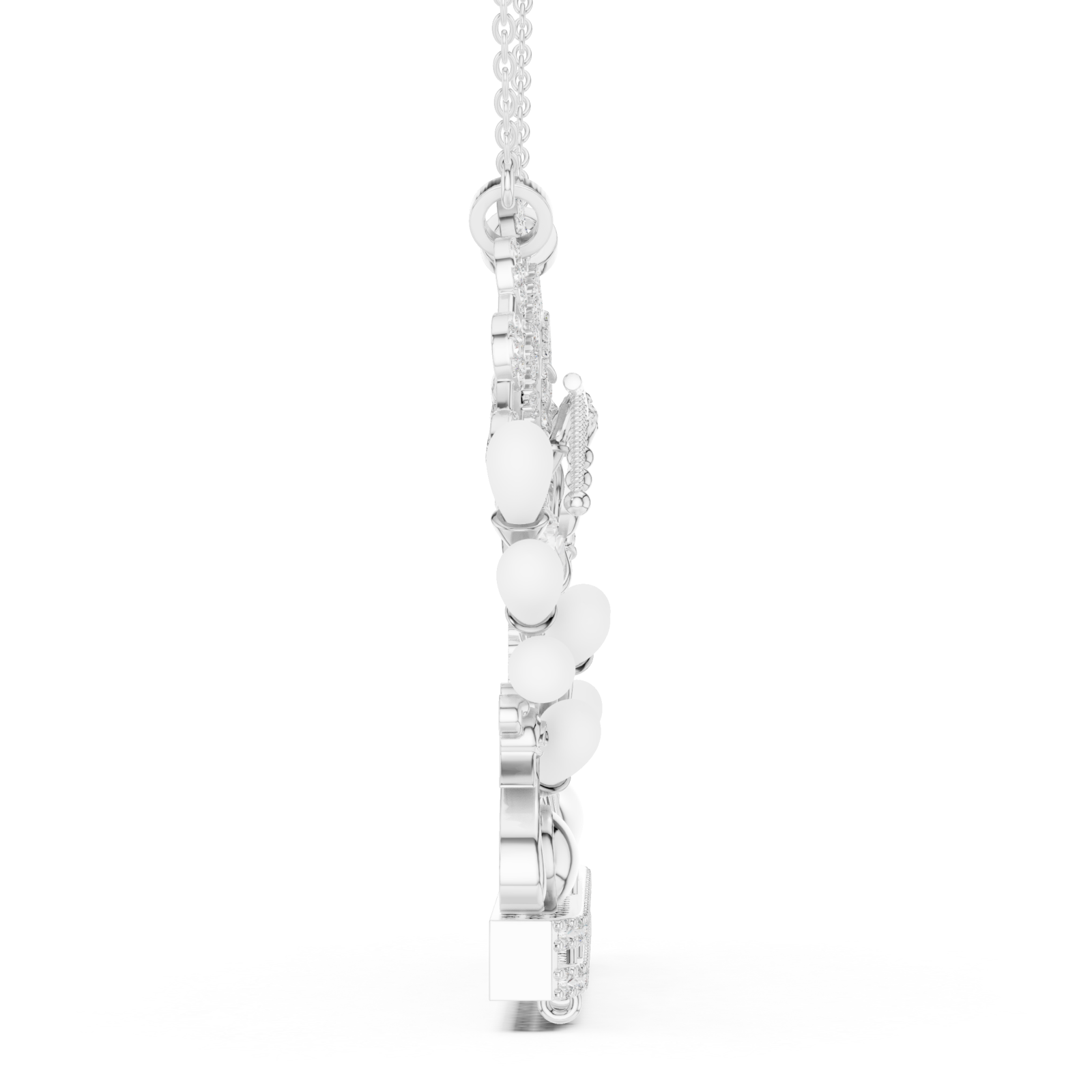  White Gold Celestial Harmony Guardians Emblem Necklace Side View