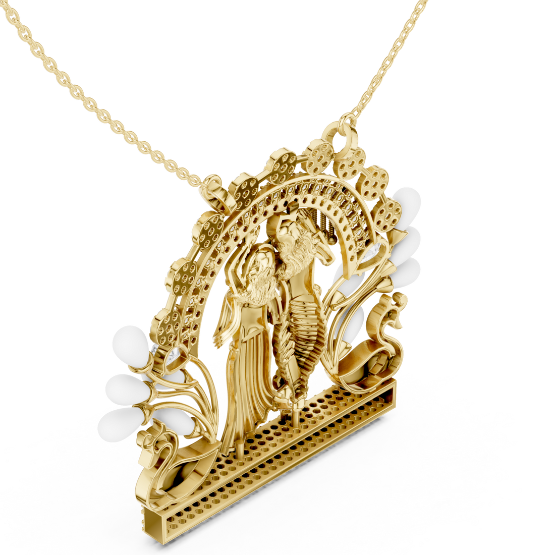 Gold Celestial Harmony Guardians Emblem Necklace Right View