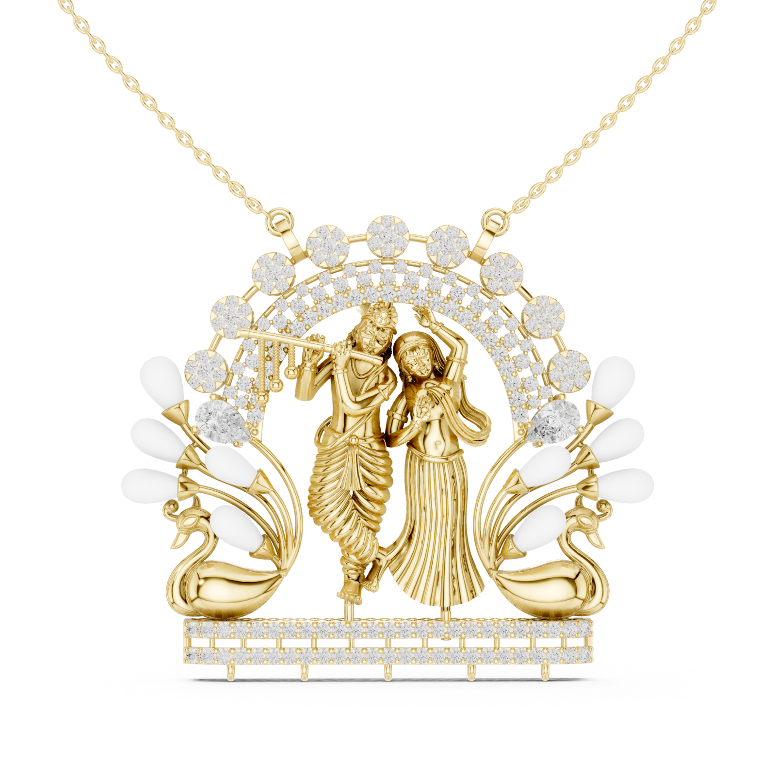  Gold Celestial Harmony Guardians Emblem Necklace Front View