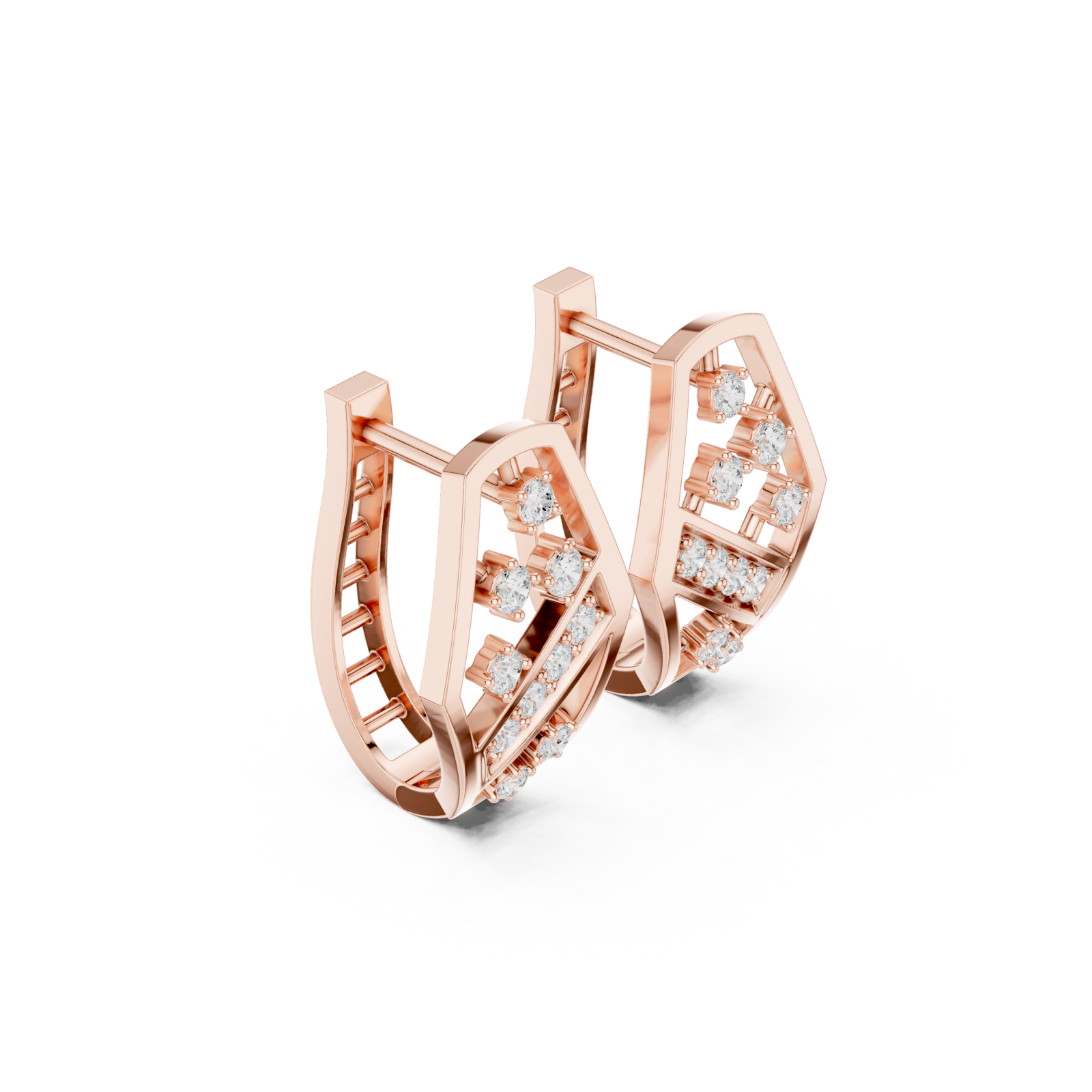  Rose Gold Classic Twinned Light Studs Left View