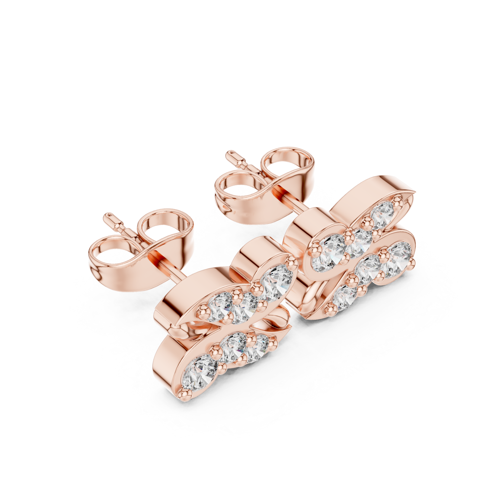  Rose Gold Classic Twinned Light Studs Right View