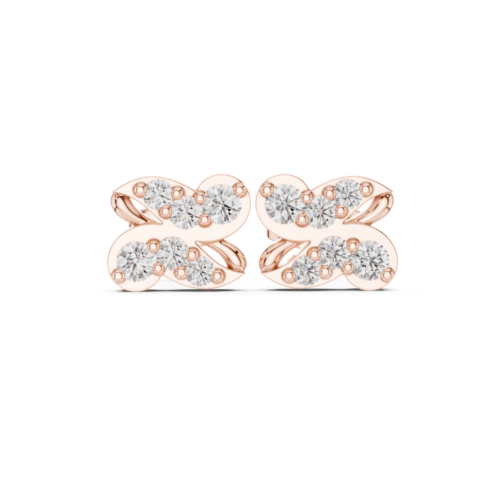  Rose Gold Classic Twinned Light Studs Front View