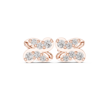  Rose Gold Classic Twinned Light Studs Front View