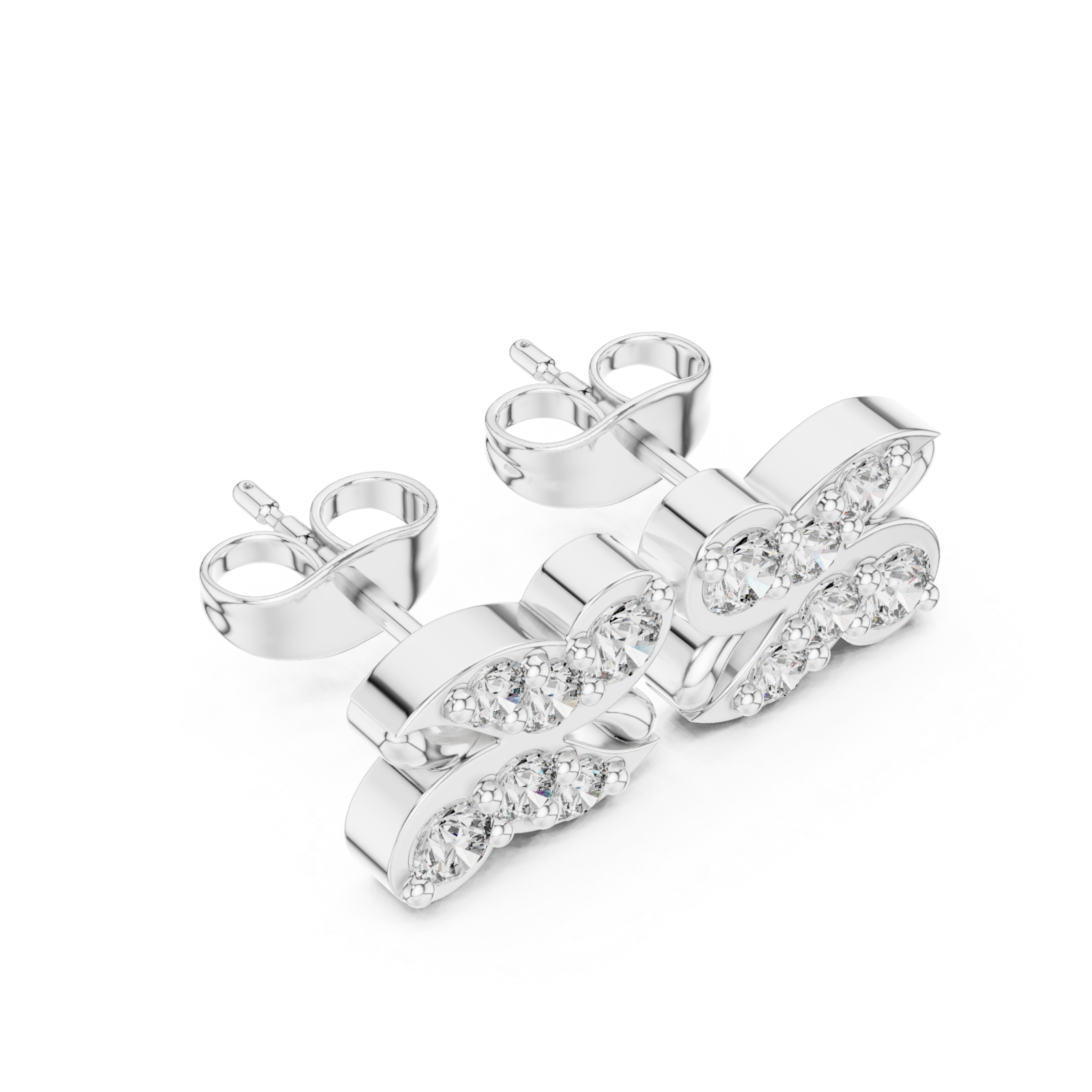 White Gold Classic Twinned Light Studs Right View
