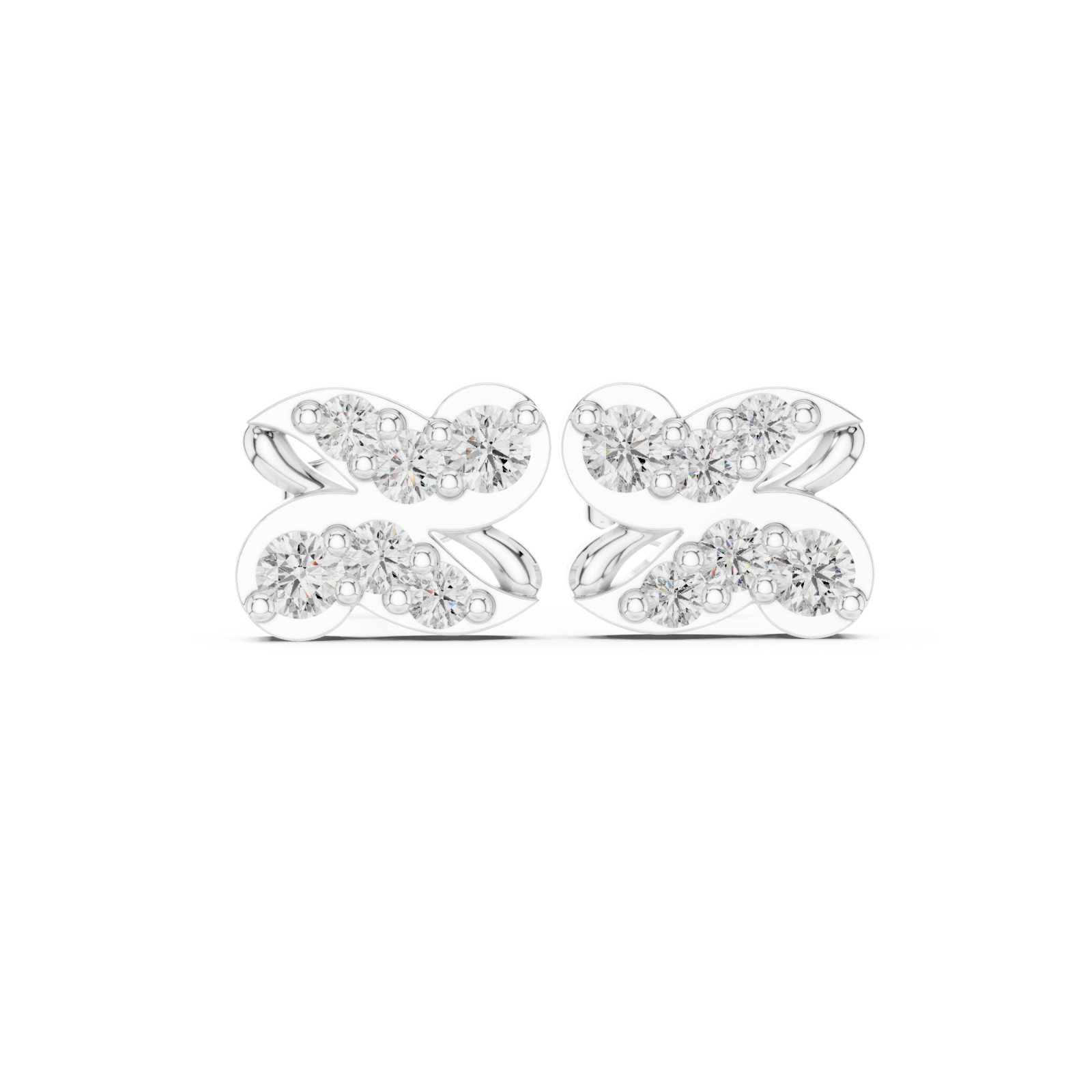  White Gold Classic Twinned Light Studs Front View