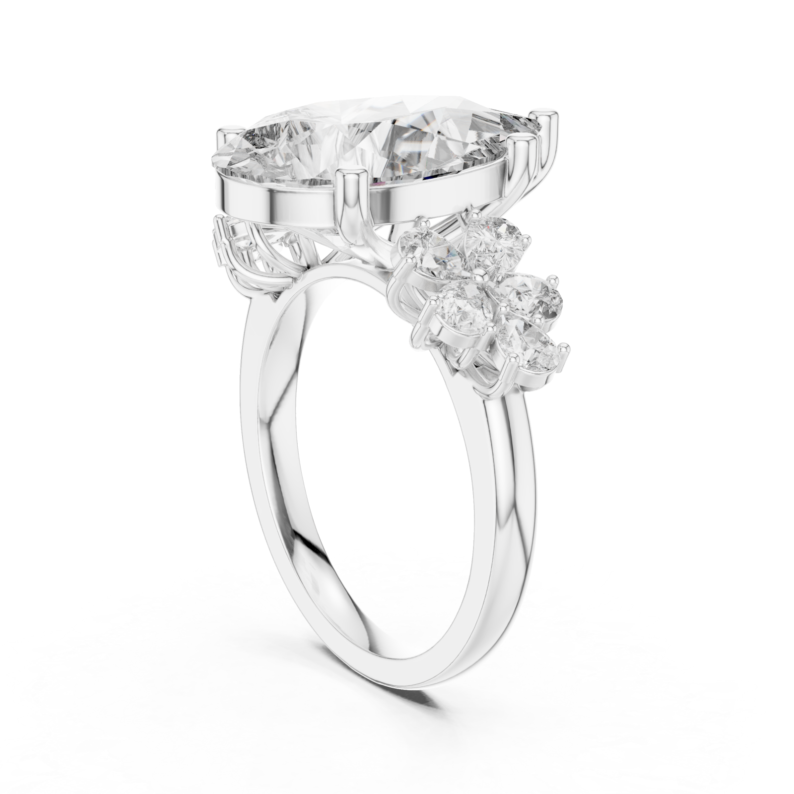  White Gold Ethereal Garden Promise Solitaire Ring Left View