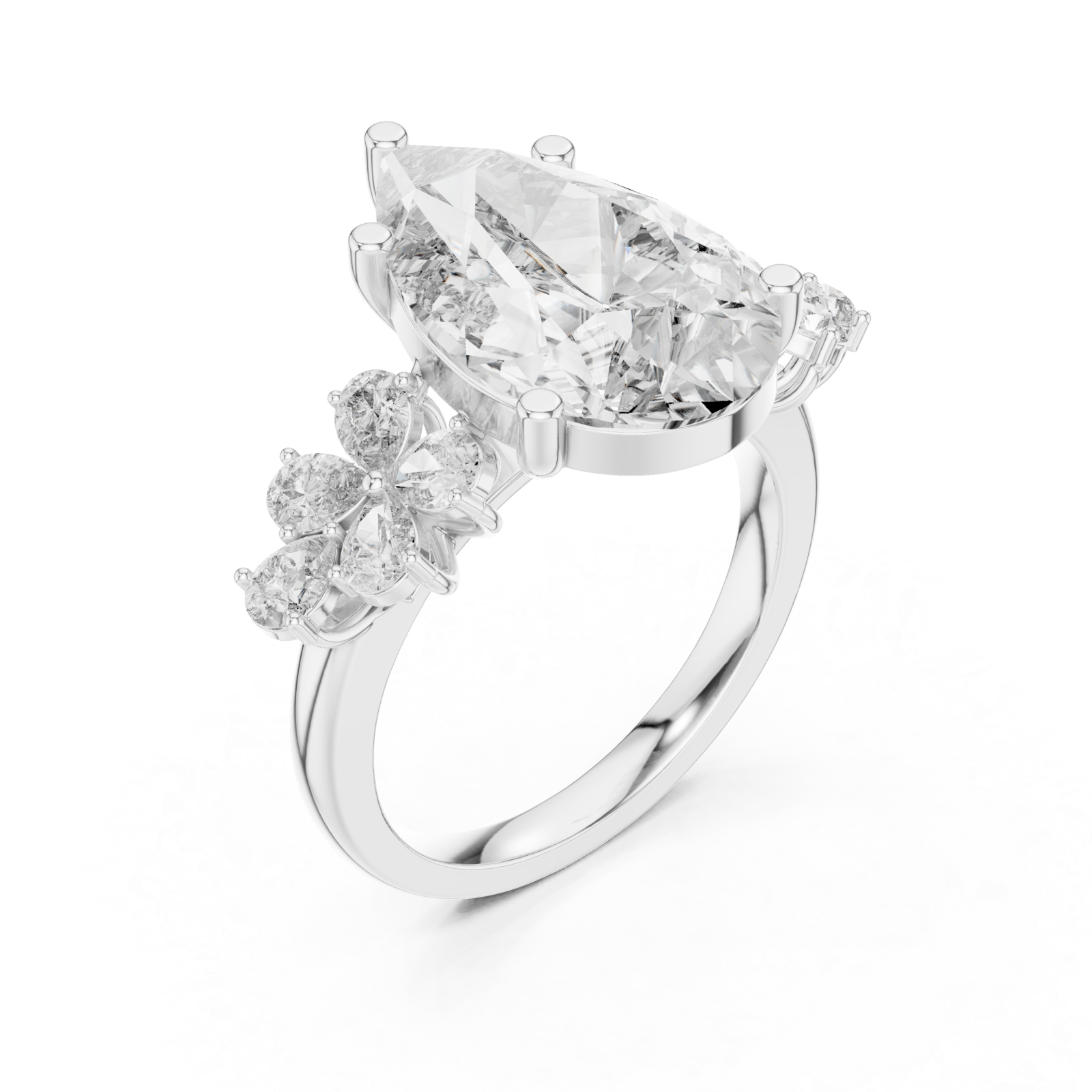  White Gold Ethereal Garden Promise Solitaire Ring Right View