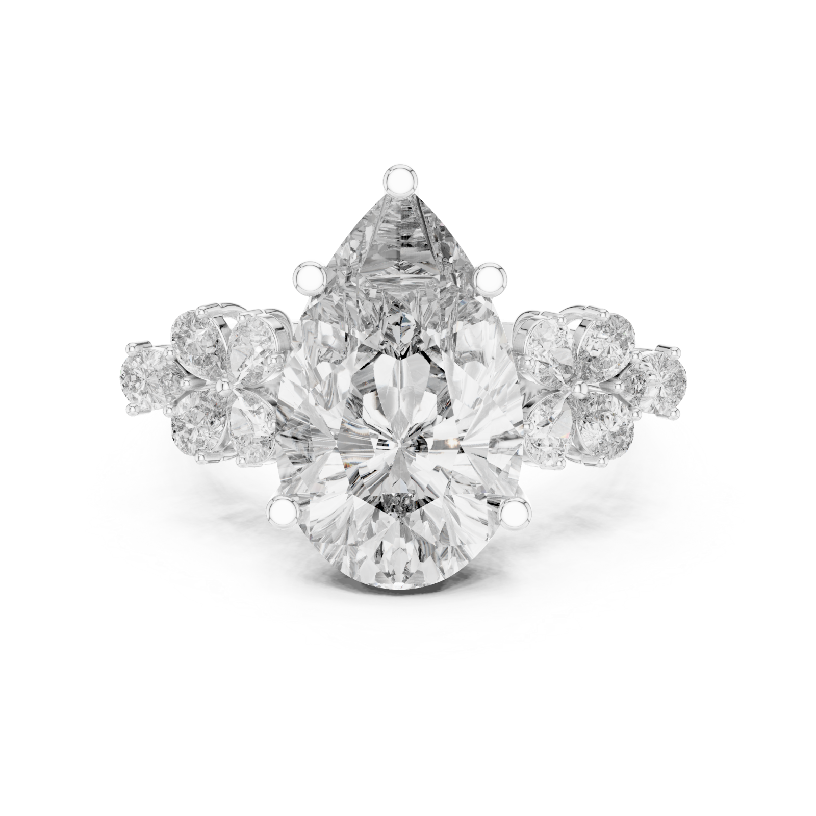  White Gold Ethereal Garden Promise Solitaire Ring Front View
