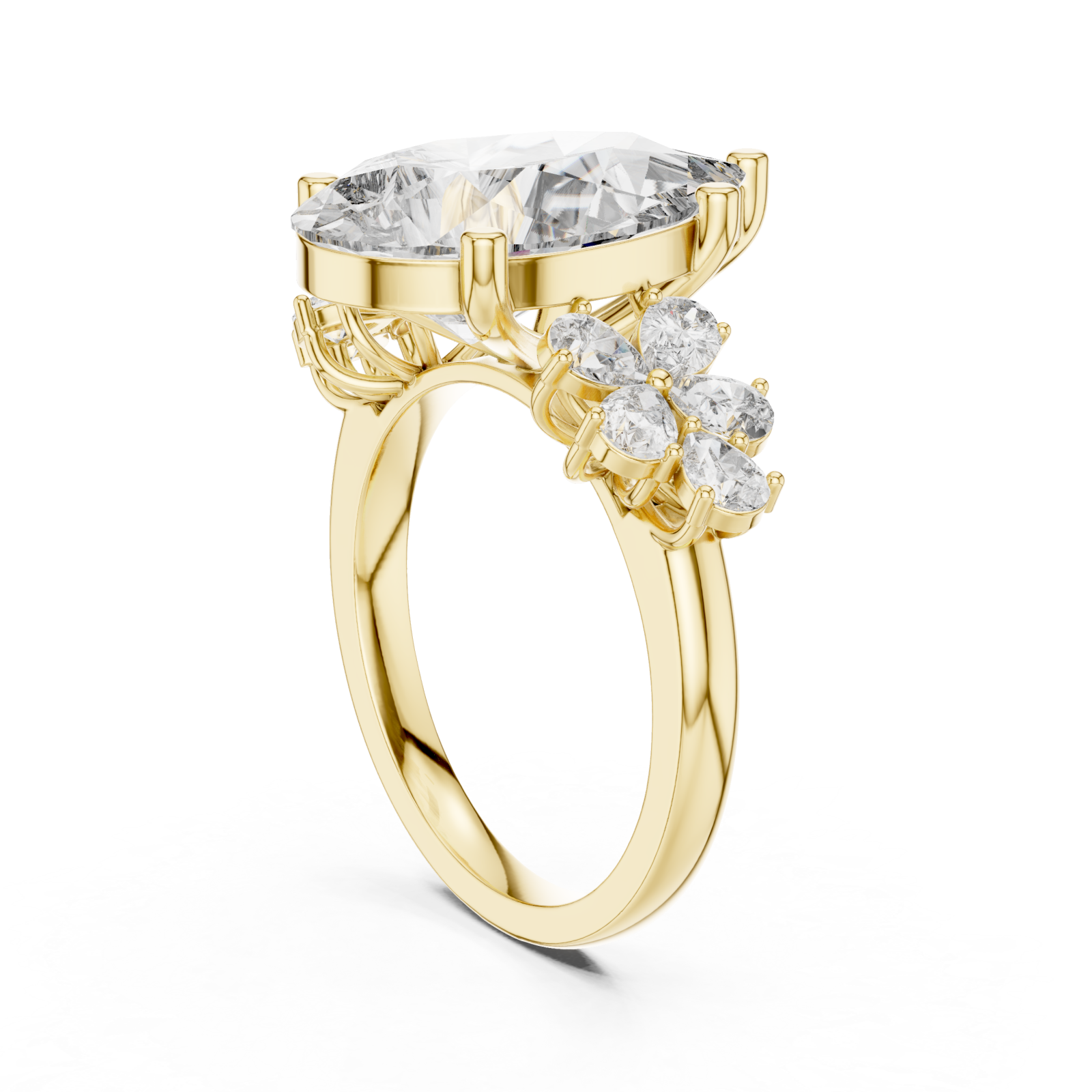  Gold Ethereal Garden Promise Solitaire Ring Left View