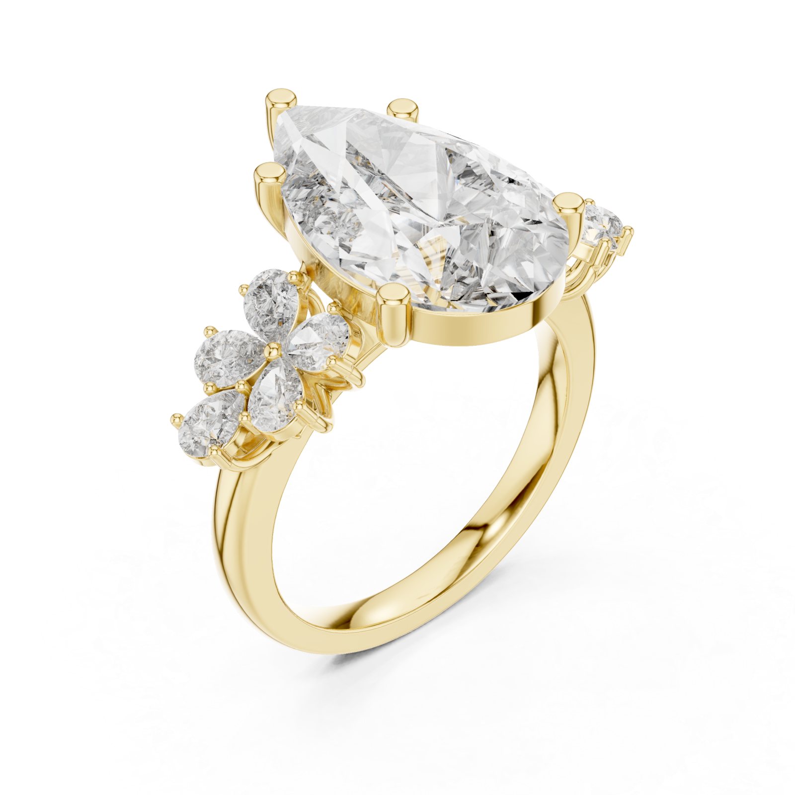 Gold Ethereal Garden Promise Solitaire Ring Right View