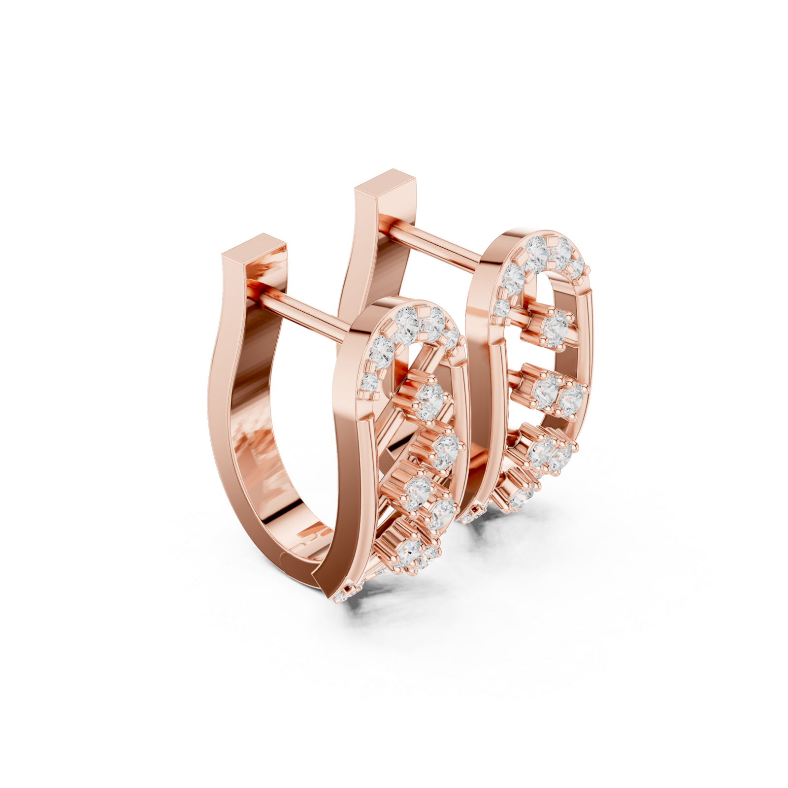  Rose Gold Radiant Wave Studs Left View