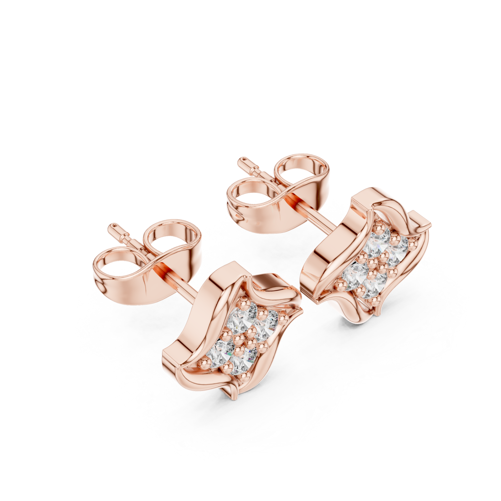  Rose Gold Radiant Wave Studs Right View