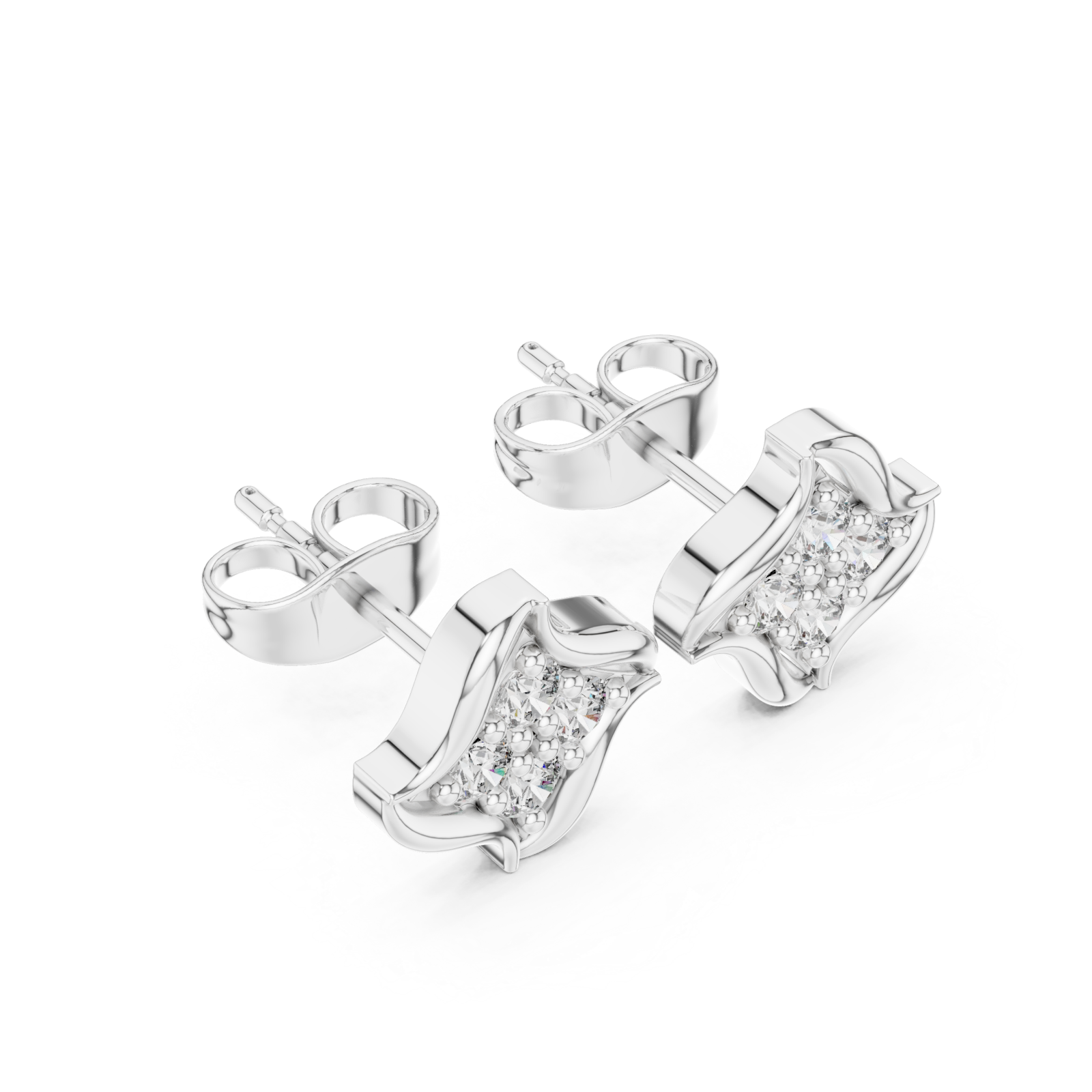  White Gold Radiant Wave Studs Right View