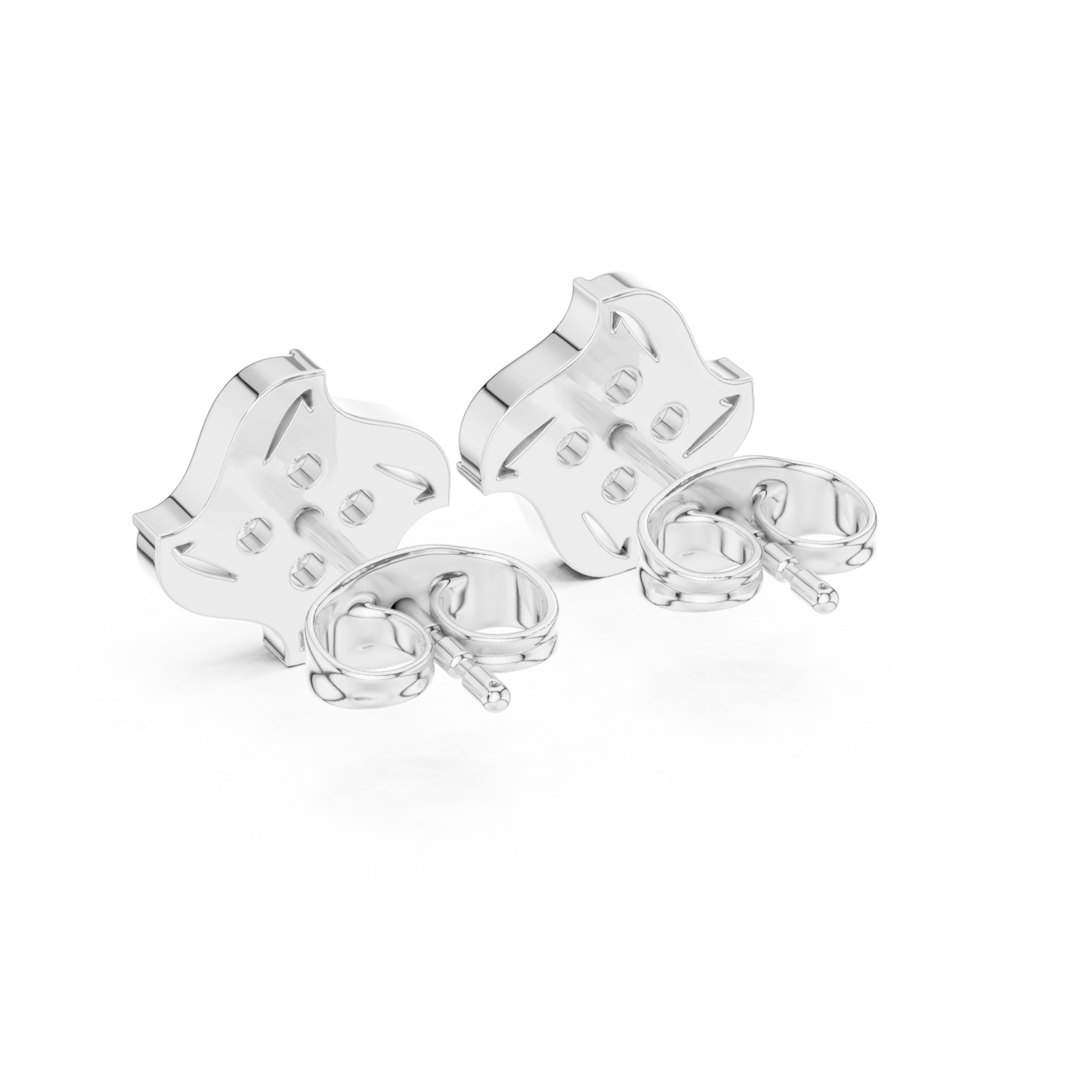  White Gold Radiant Wave Studs Side View