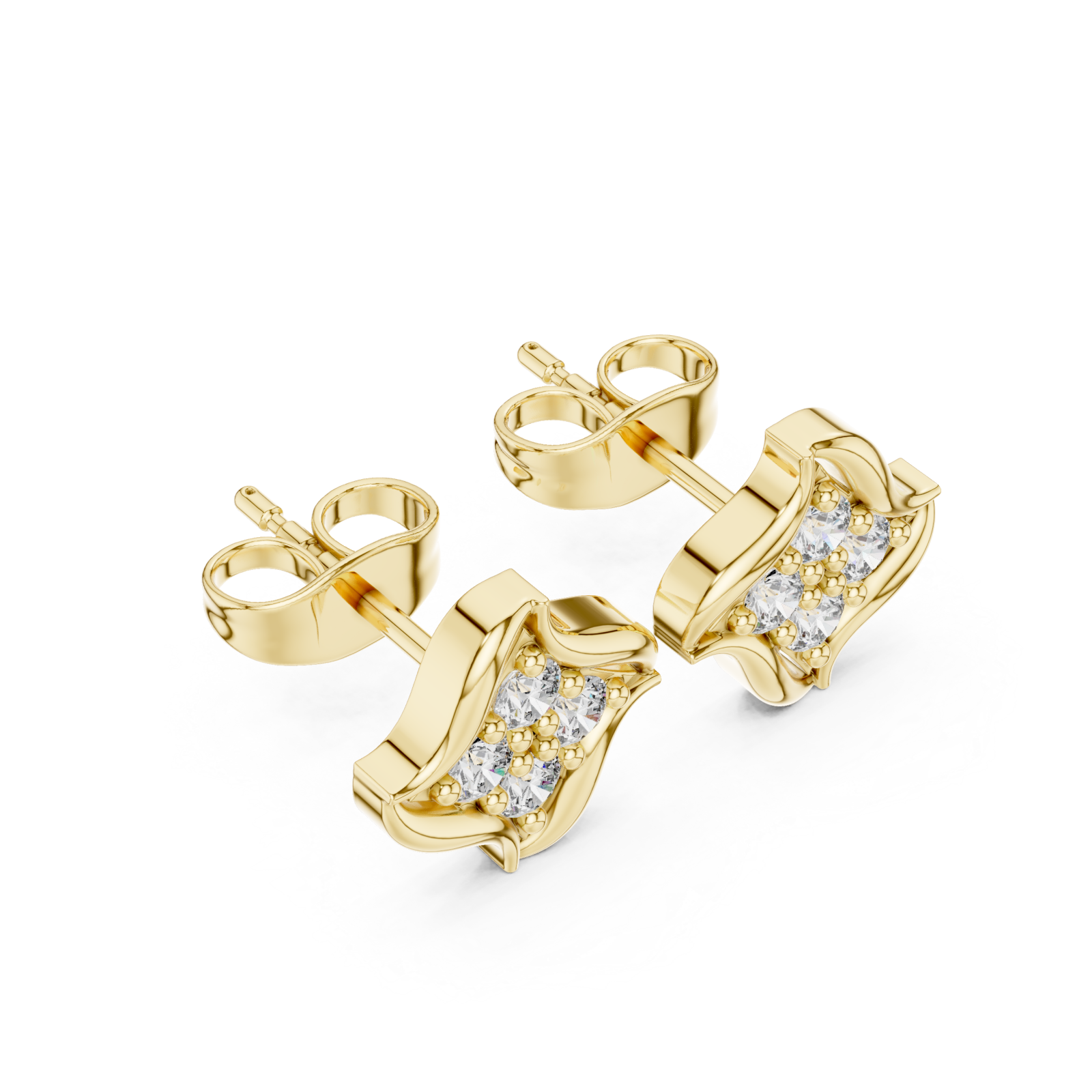 Gold Radiant Wave Studs Right View