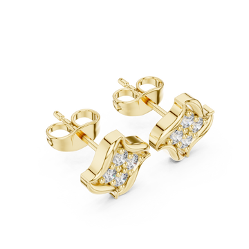 Gold Radiant Wave Studs Right View