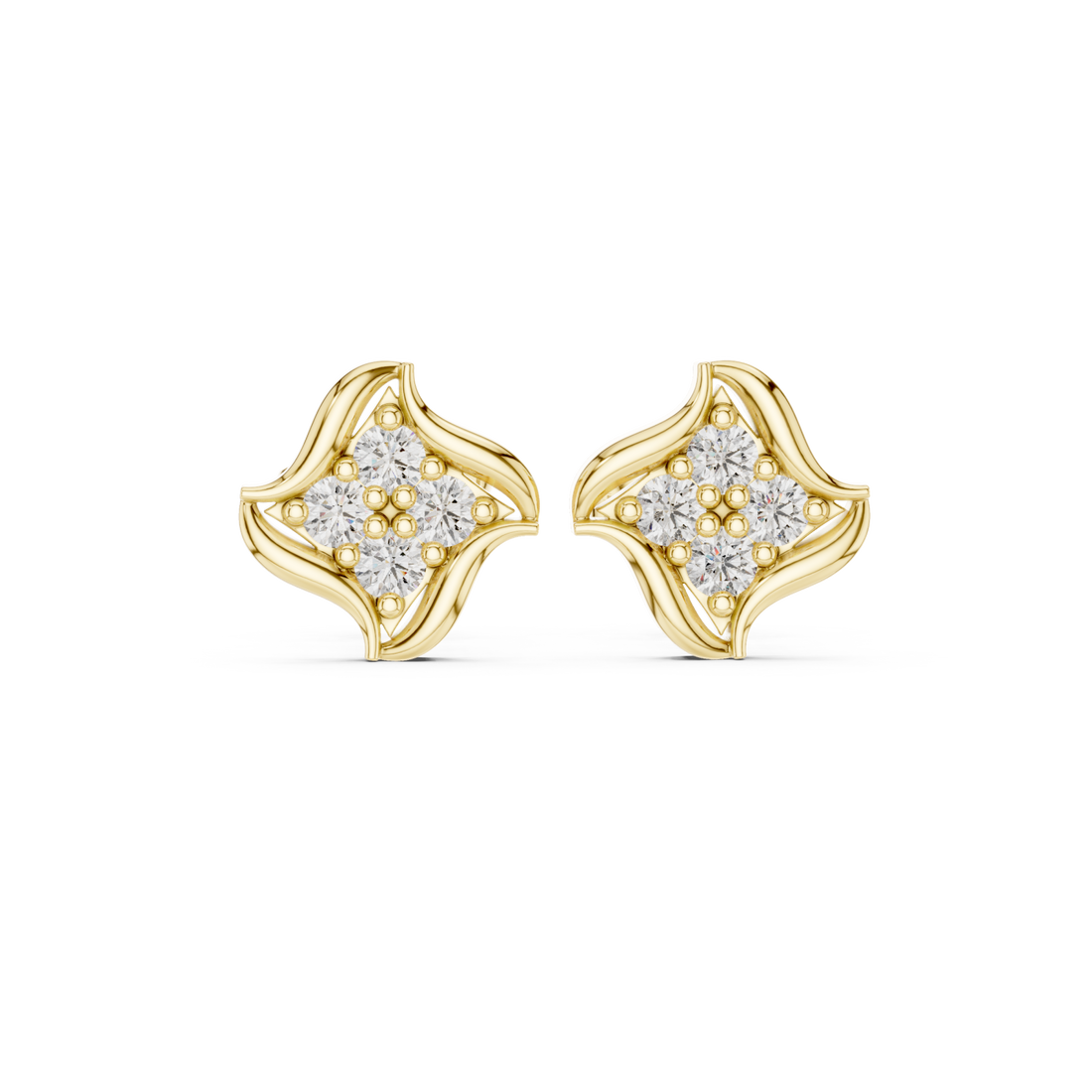 Gold Radiant Wave Studs Right View