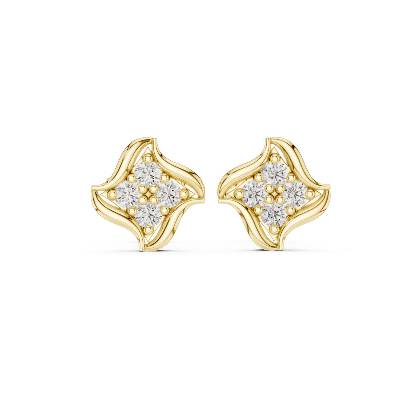  Gold Radiant Wave Studs Front View