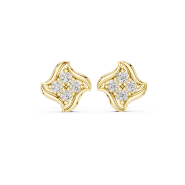  Gold Radiant Wave Studs Front View
