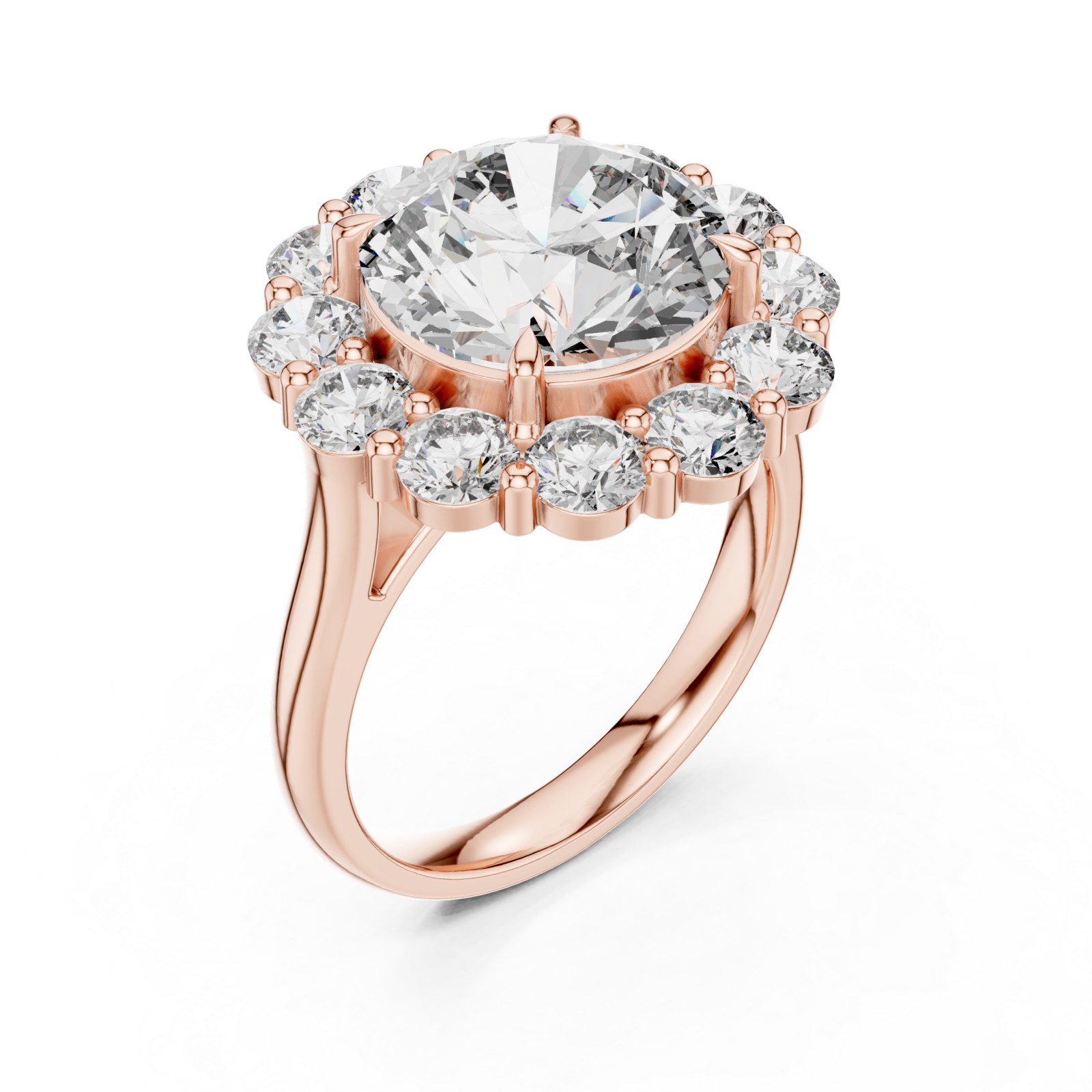 Rose Gold Aurora Halo Signature Solitaire Ring Right View