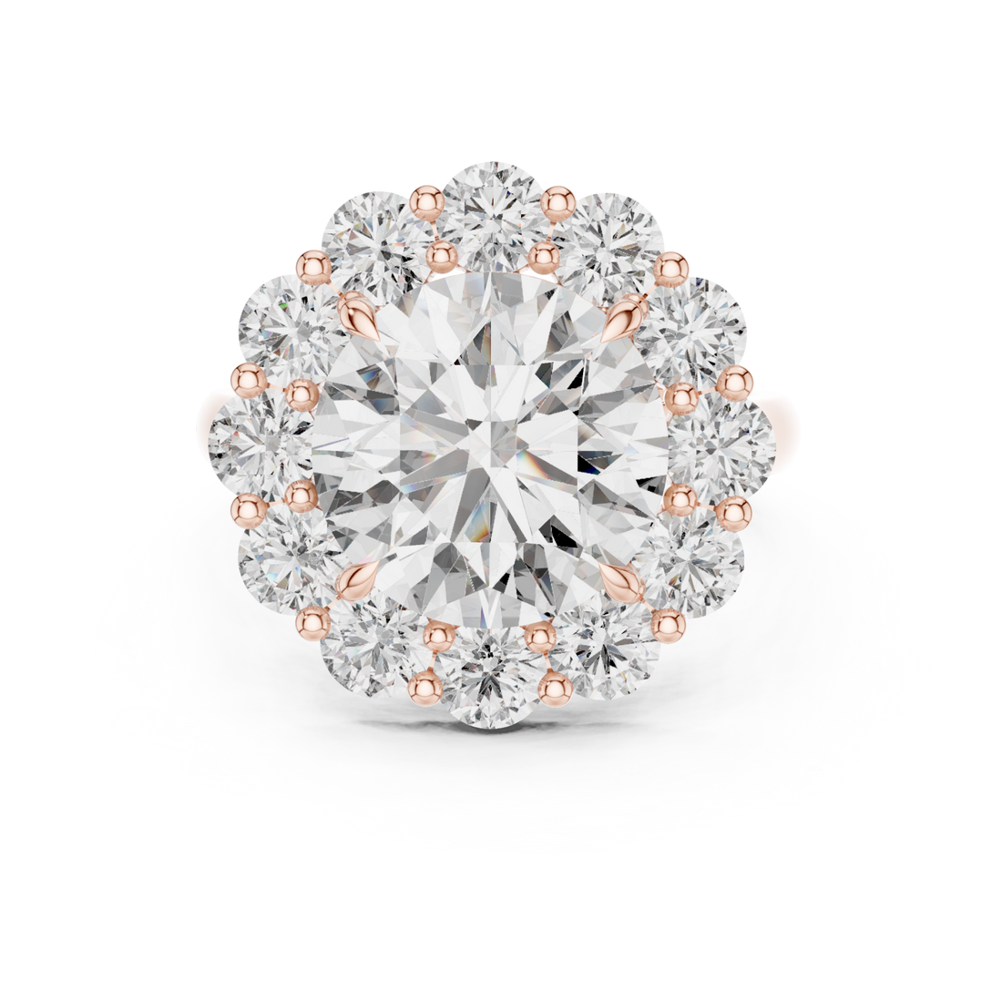  Rose Gold Aurora Halo Signature Solitaire Ring Right View