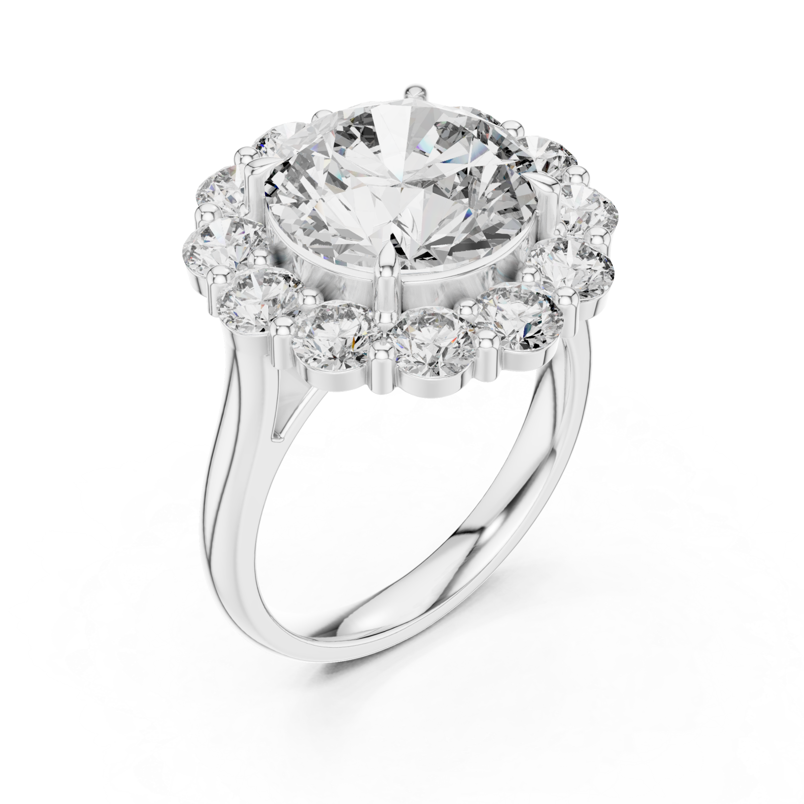  White Gold Aurora Halo Signature Solitaire Ring Right View