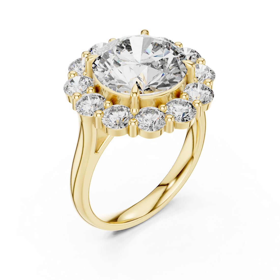 Gold Aurora Halo Signature Solitaire Ring Right View