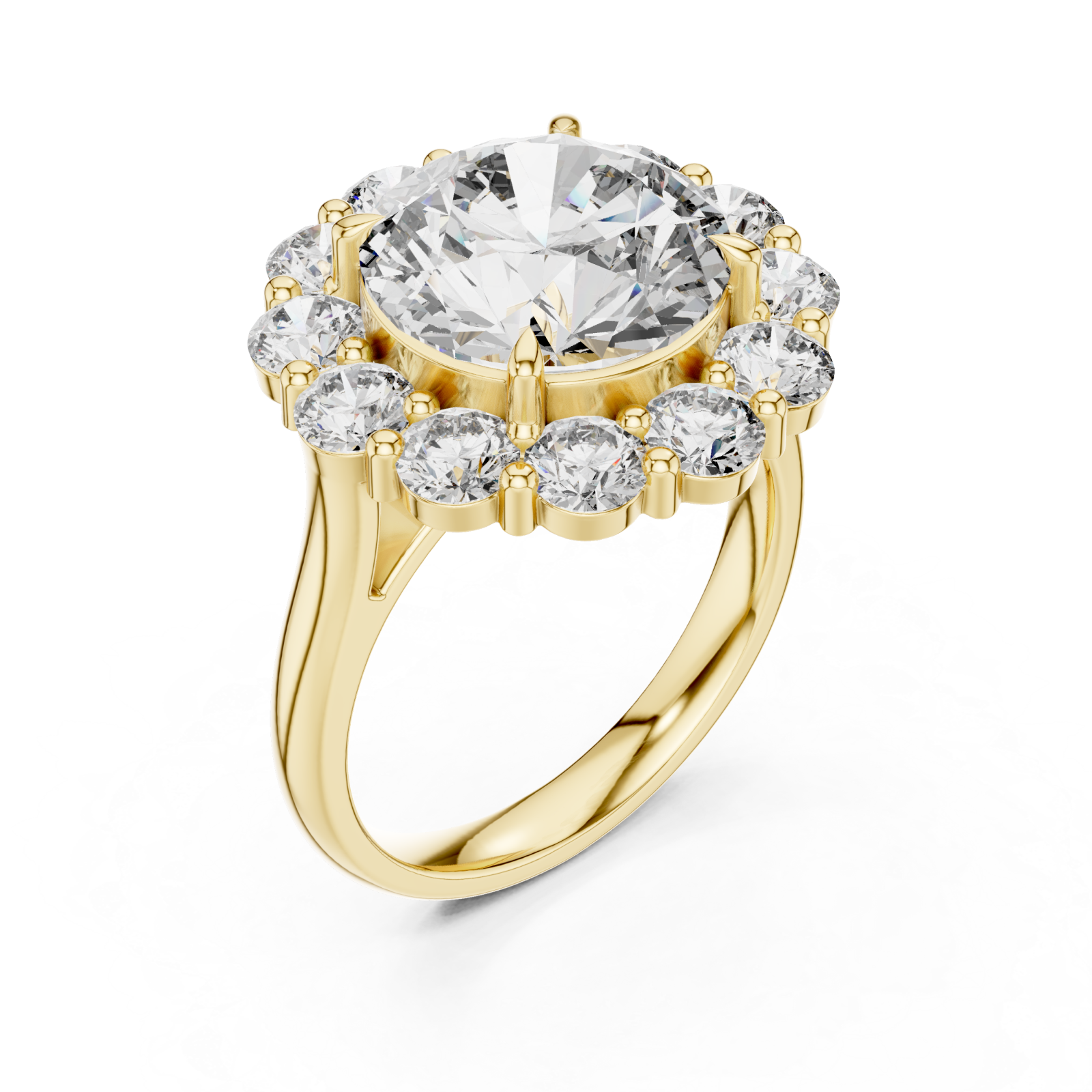 Gold Aurora Halo Signature Solitaire Ring Right View