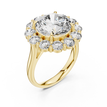 Gold Aurora Halo Signature Solitaire Ring Right View