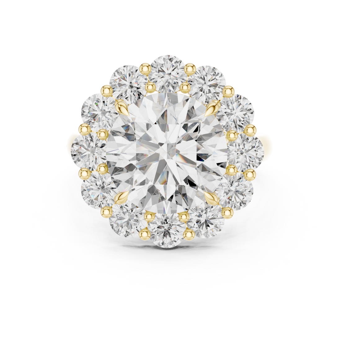 Gold Aurora Halo Signature Solitaire Ring Right View