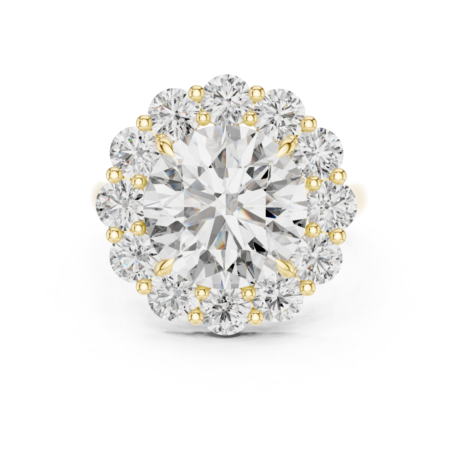  Gold Aurora Halo Signature Solitaire Ring Front View