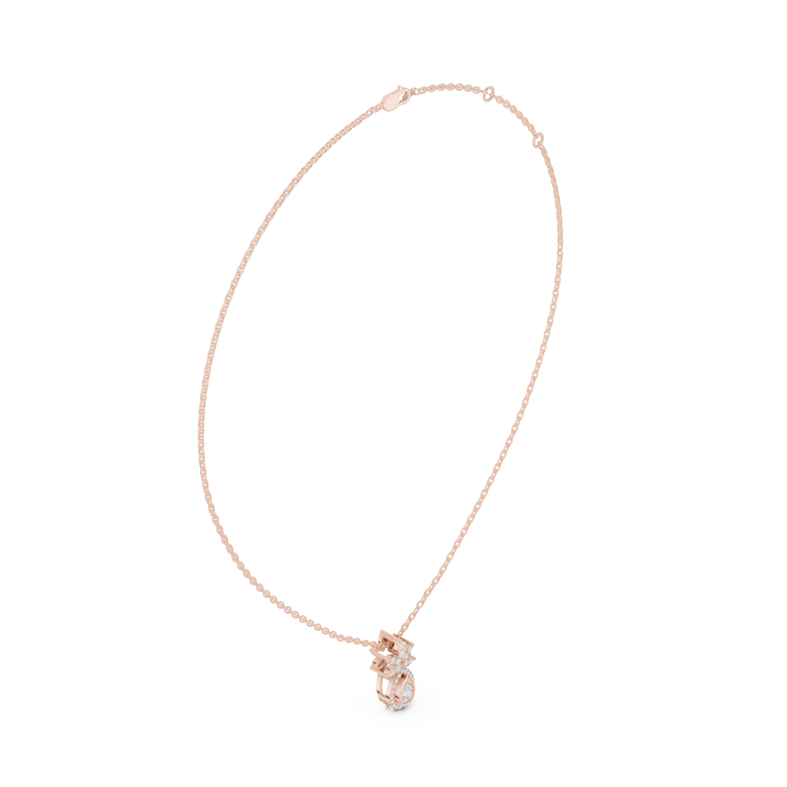  Rose Gold Radiant Interlocking Unity Pendant Left View