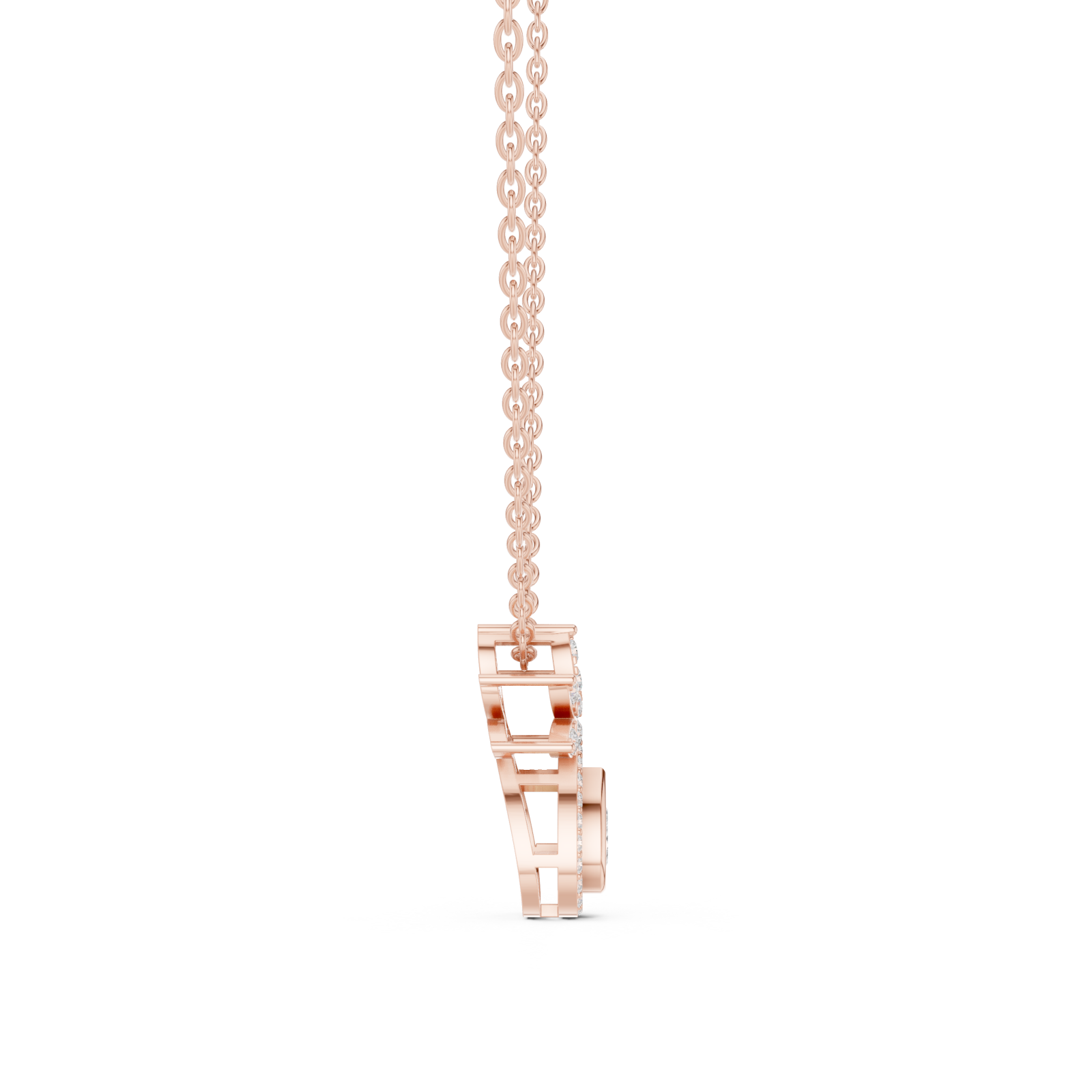  Rose Gold Radiant Interlocking Unity Pendant Side View