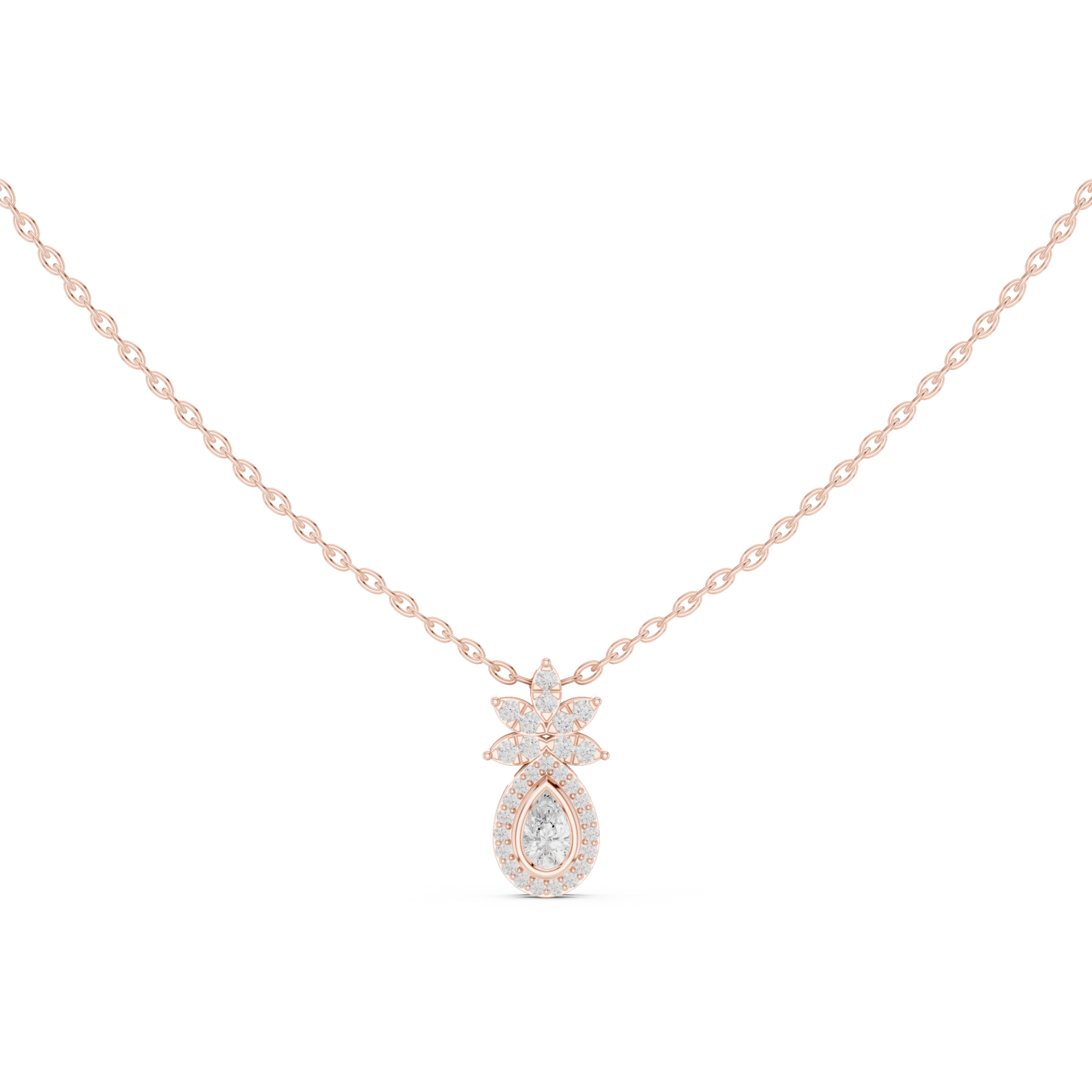  Rose Gold Radiant Interlocking Unity Pendant Front View