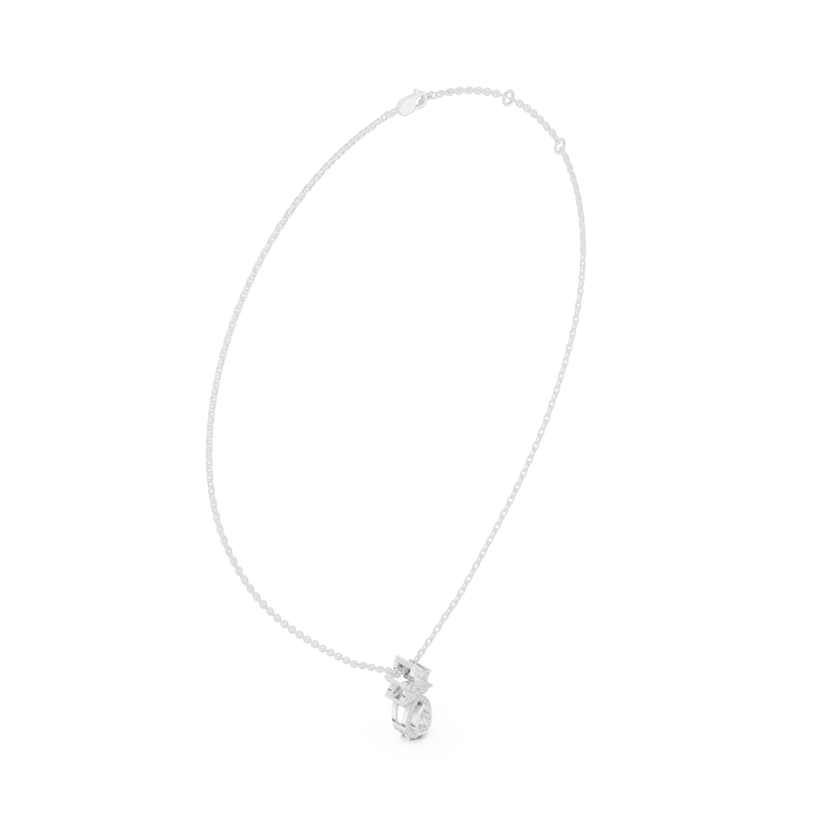  White Gold Radiant Interlocking Unity Pendant Left View